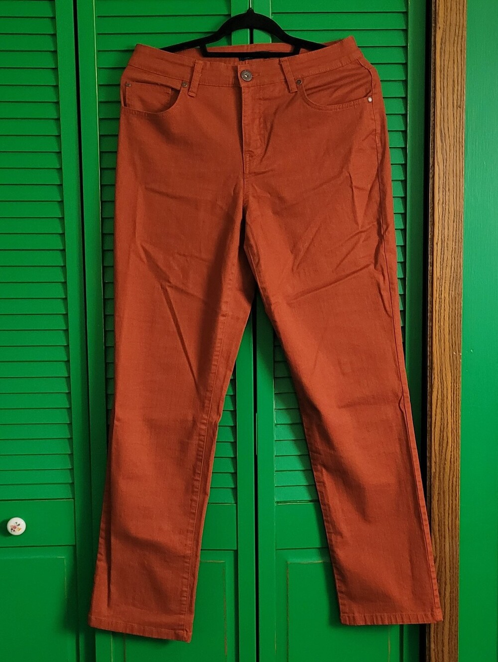 BANDOLINO Stretchy Rust Orange Straight-Leg Jeans